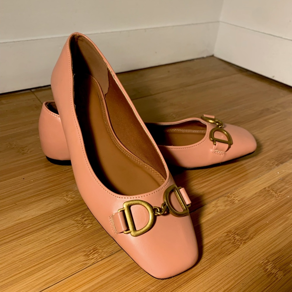 ASOS square toe ballet flats with gold detail